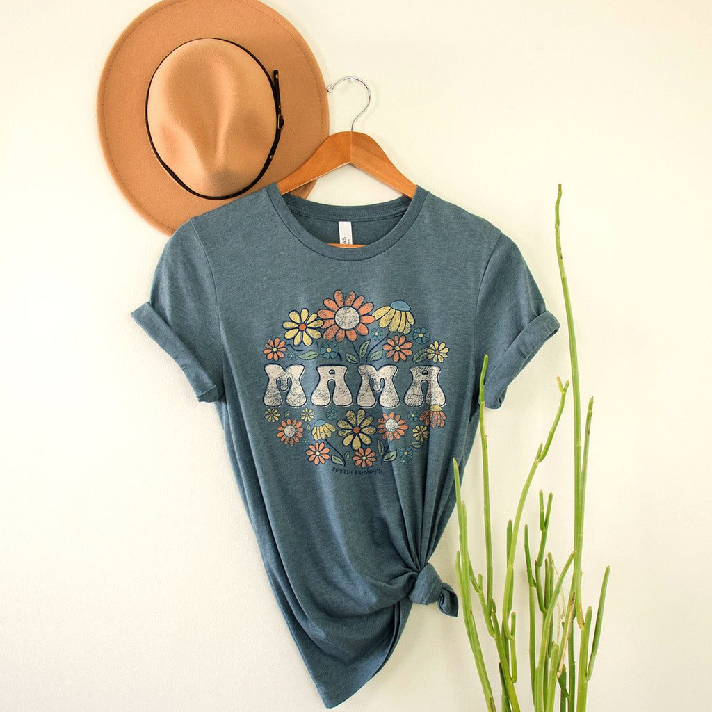 Southernology Groovy Floral Mama Statement Canvas - Adult & Kids T-Shirts, Sweatshirts & Hoodies apparel design preview 2