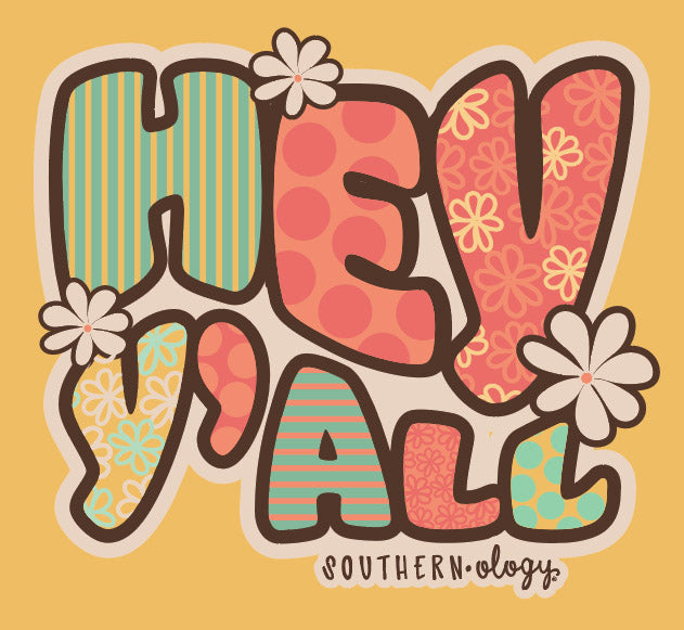 Southernology Groovy Hey Y'all Comfort Colors - Adult & Kids T-Shirts, Sweatshirts & Hoodies apparel design preview 2