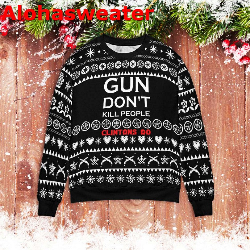 Gun don’t kill people clintons do Ugly Christmas sweater product image