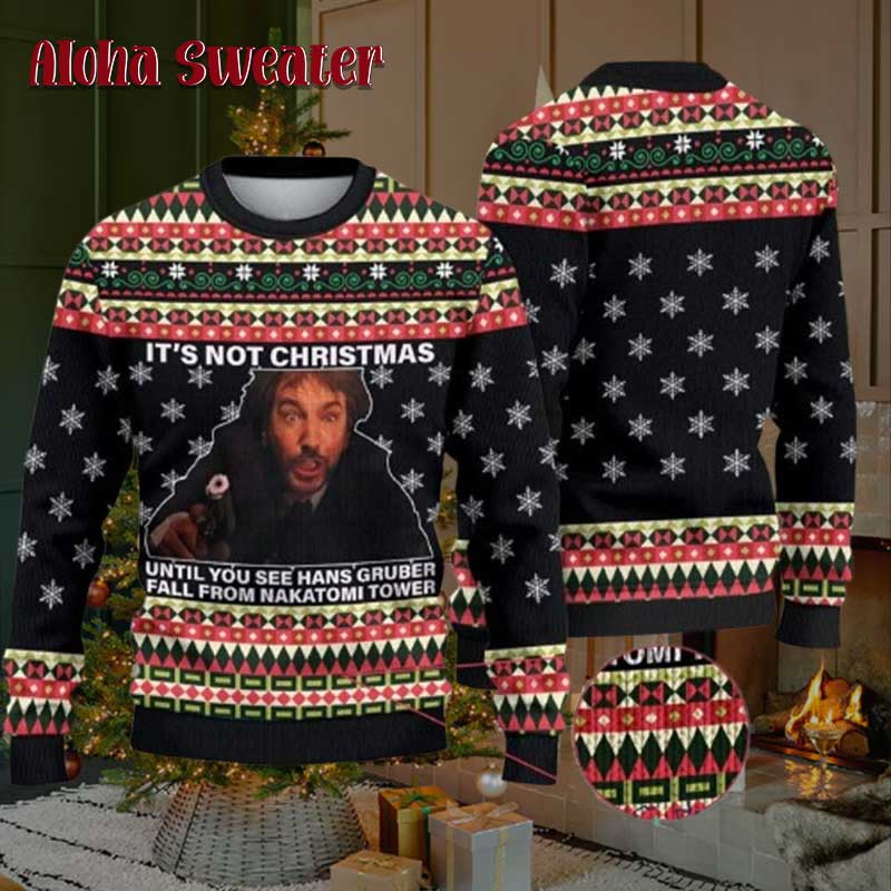 Hans Gruber Fall Nakatomi Die Hard Ugly Sweater product image
