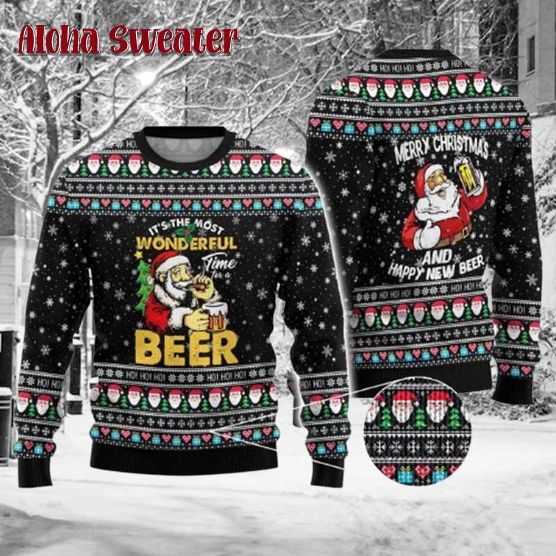 Beer Reindeer Wraped In Lights Ugly Christmas Sweater product image 5