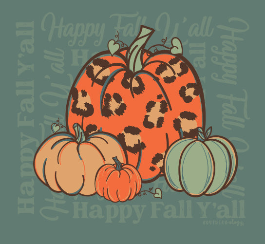 Southernology Happy Fall Leopard Pumpkins Comfort - Adult & Kids T-Shirts, Sweatshirts & Hoodies apparel design preview 2