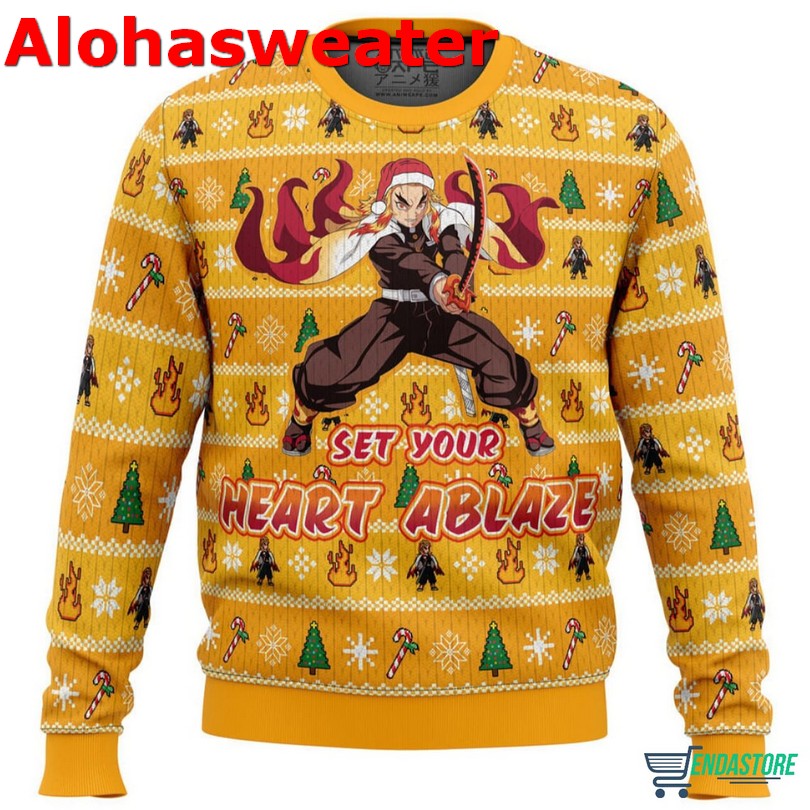 Heart Ablaze Rengoku Christmas Sweater product image