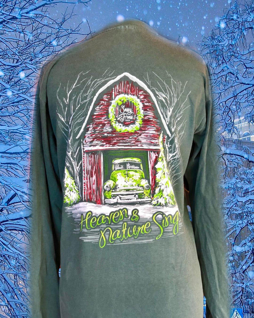SALE Sassy Frass Heaven Nature Sing Christmas Barn - Adult & Kids T-Shirts, Sweatshirts & Hoodies apparel design preview 1