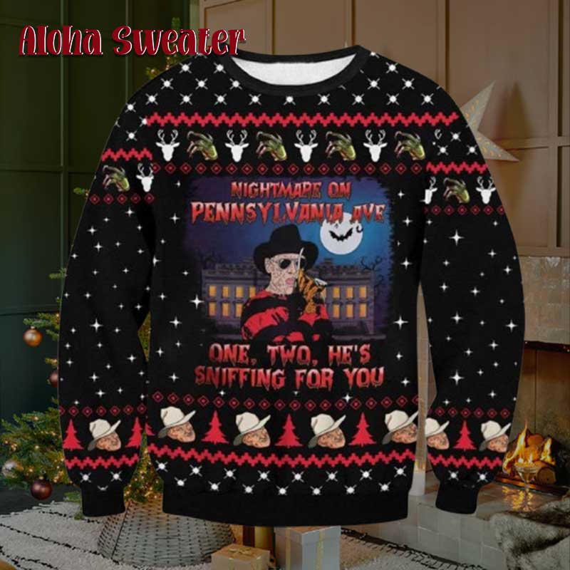 Freddy Krueger Nightmare On Elm’s Street Never Sleep Again Ugly Christmas Sweater product image 2