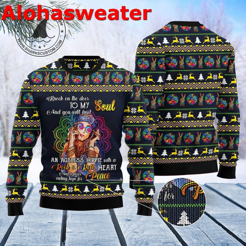 Hippie girl Christmas sweater product image 2