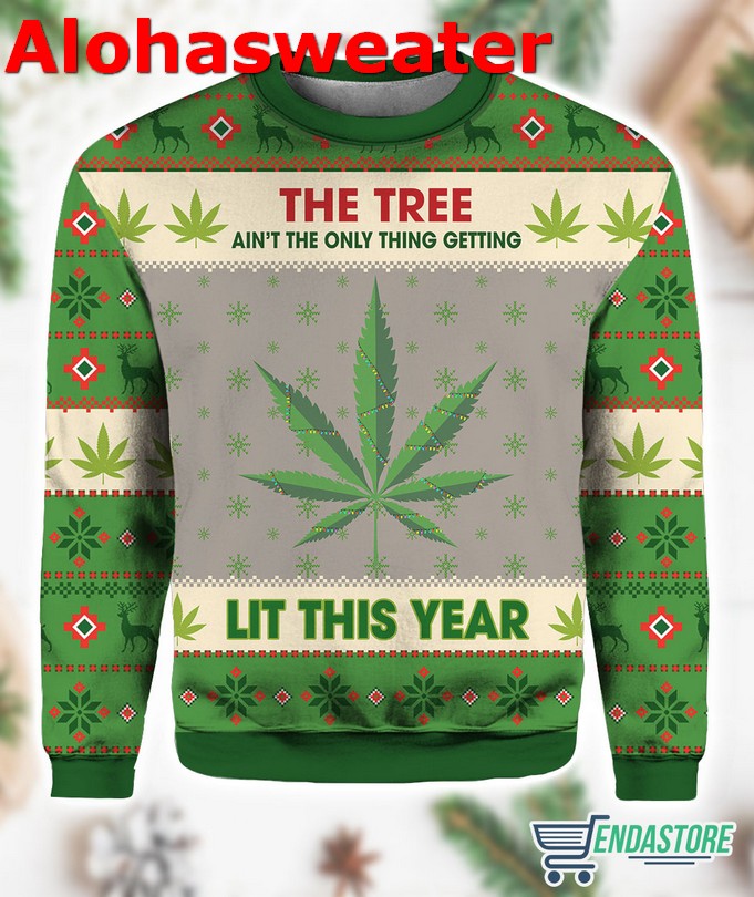 Hobby New Lit This Year Weed Christmas Ugly Sweater product image