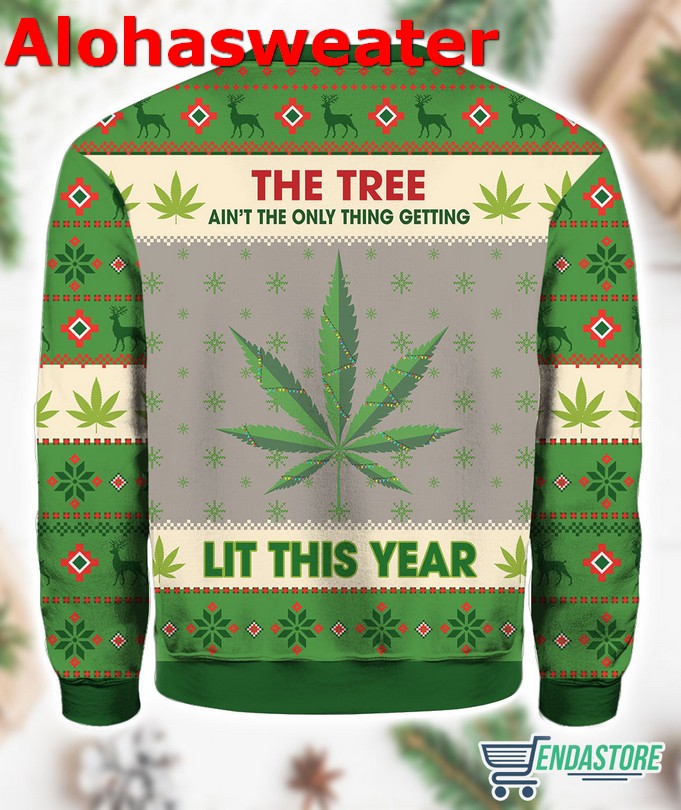 Hobby New Lit This Year Weed Christmas Ugly Sweater product image 2