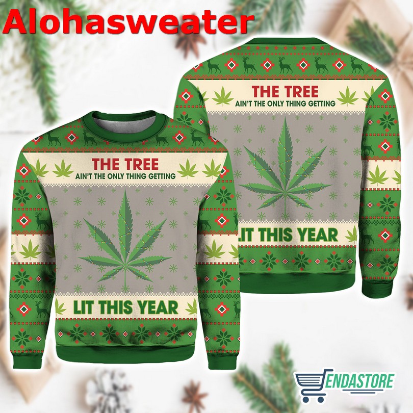 Hobby New Lit This Year Weed Christmas Ugly Sweater product image 3