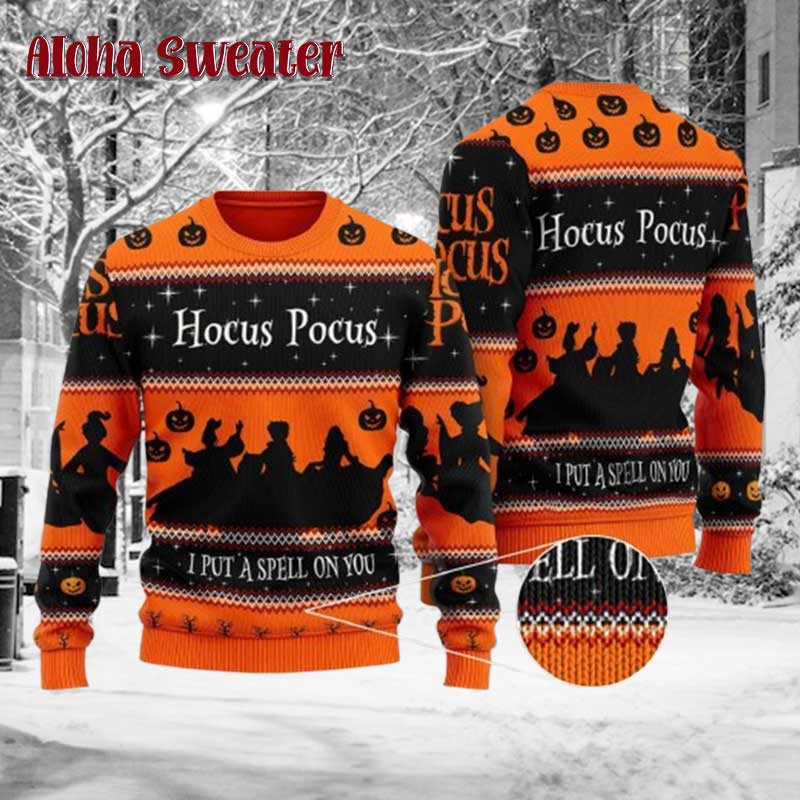 Hocus Pocus 2 Sanderson Sisters Witch Hat Cauldron Ugly Christmas Sweater product image 2