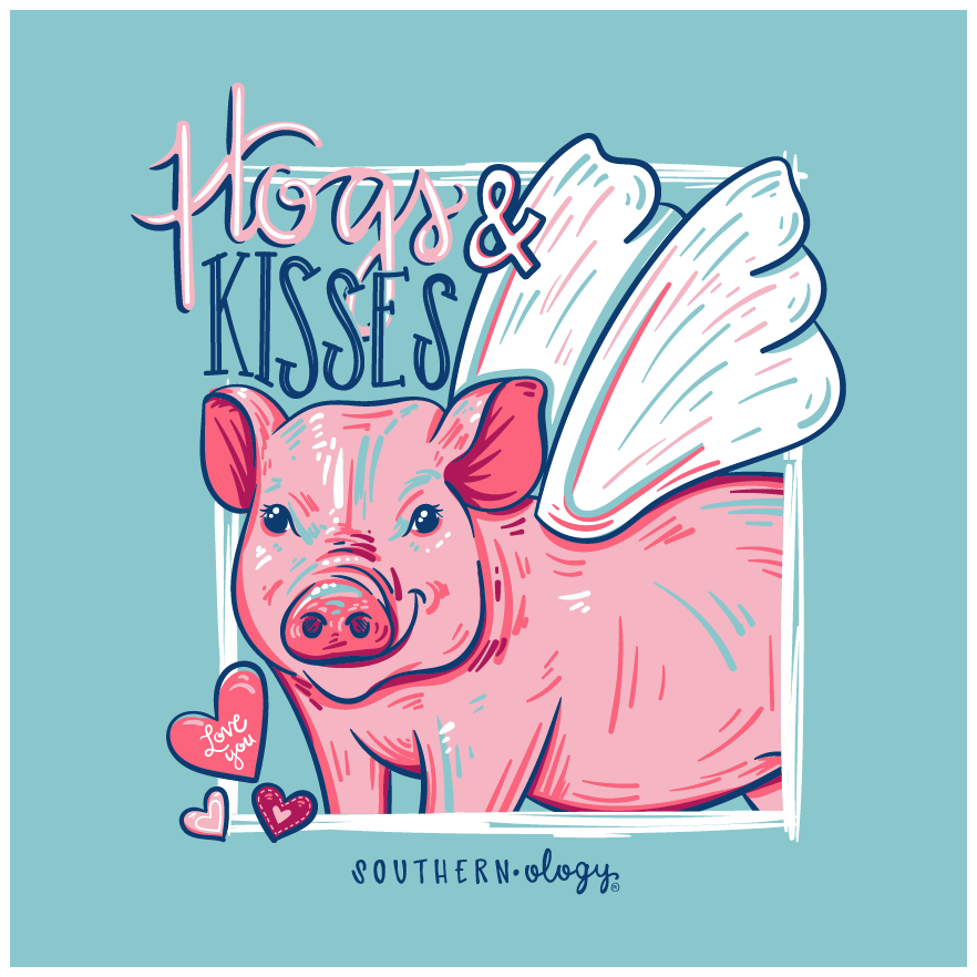 Southernology Hogs and Kisses Pig Comfort Colors - Adult & Kids T-Shirts, Sweatshirts & Hoodies apparel design preview 2