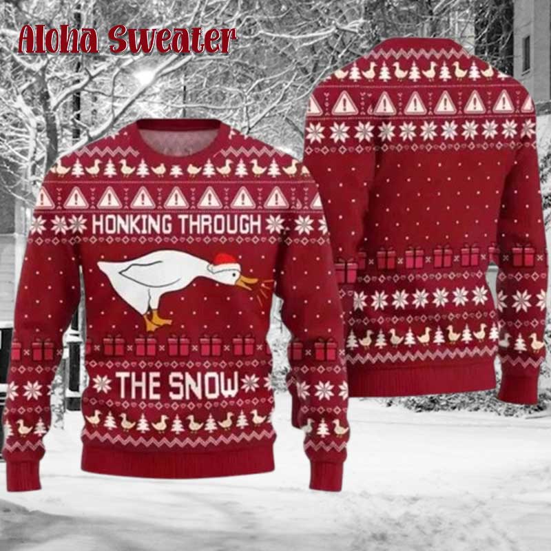 Goose Honk Funny Xmas Ugly Christmas Sweater product image 5