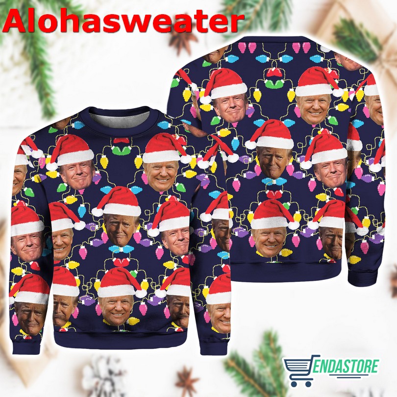 Humorous Trump Face Ugly Christmas Sweater product image 3