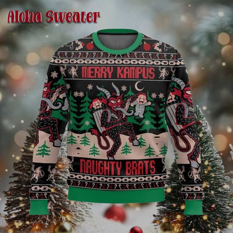 Chibi Design Naughty Brats Krampus Ugly Christmas Sweater product image 2