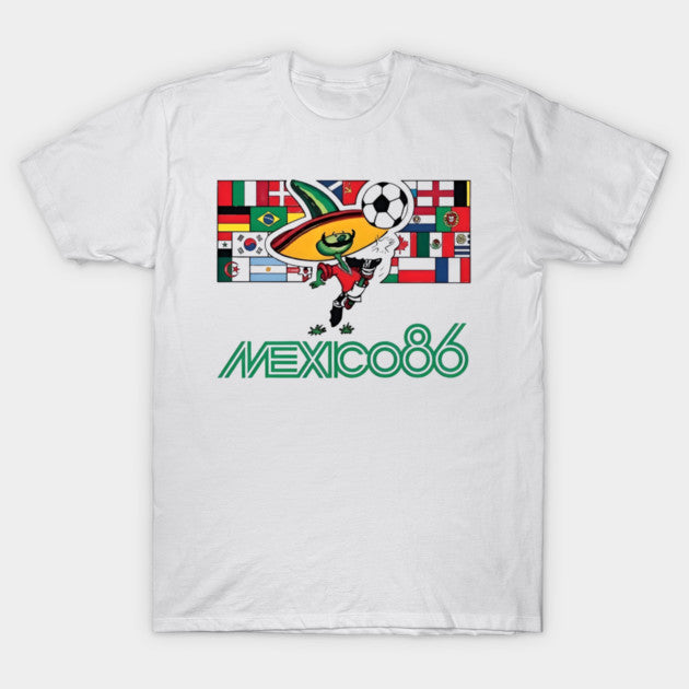 Mexico 86 Pique Mascot - Retro World Cup Soccer Flags - T-Shirt, Sweatshirt, Hoodie