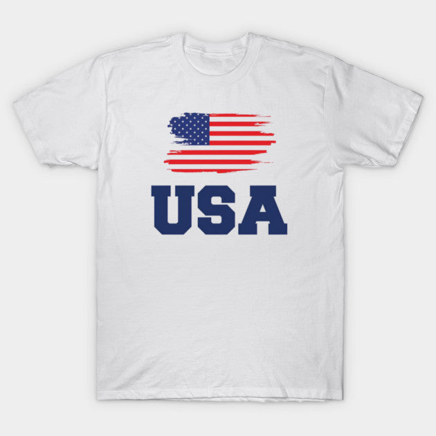 USA Flag Paint Brush Typography - T-Shirt, Sweatshirt, Hoodie