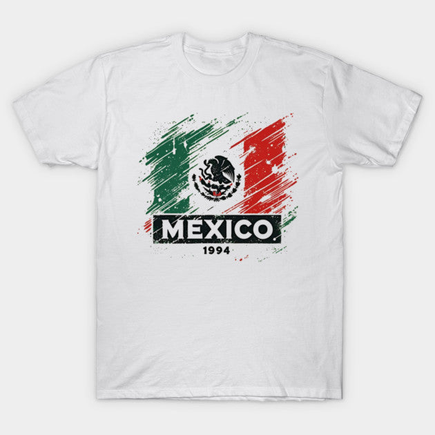 Mexico 1994 Retro Grunge Flag - Distressed Soccer Fan Art - T-Shirt, Sweatshirt, Hoodie