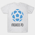 Mexico 70 Minimalist Football Logo - Blue Vintage Soccer Shape - T-Shirt, Sweatshirt, Hoodie