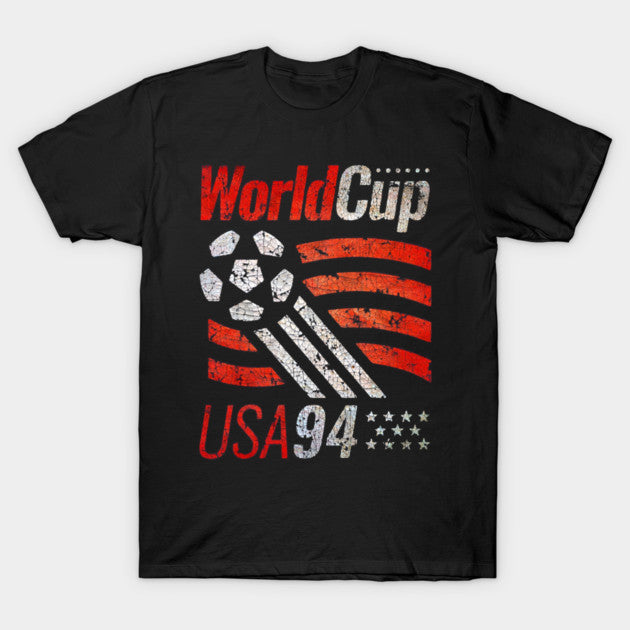World Cup USA 94 Dark Grunge Crest - Aesthetic Distressed Soccer - T-Shirt, Sweatshirt, Hoodie