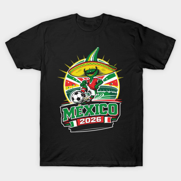 Mexico 2026 World Cup Mascot Design - Retro Football Chilli - T-Shirt, Sweatshirt, Hoodie