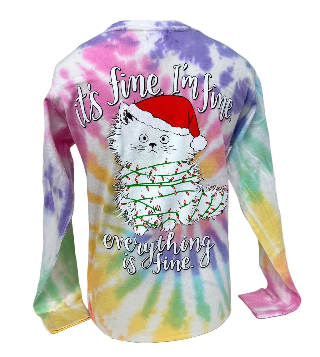 Southern Attitude Christmas Fine Cat Tie Dye - Adult & Kids T-Shirts, Sweatshirts & Hoodies apparel design preview 1