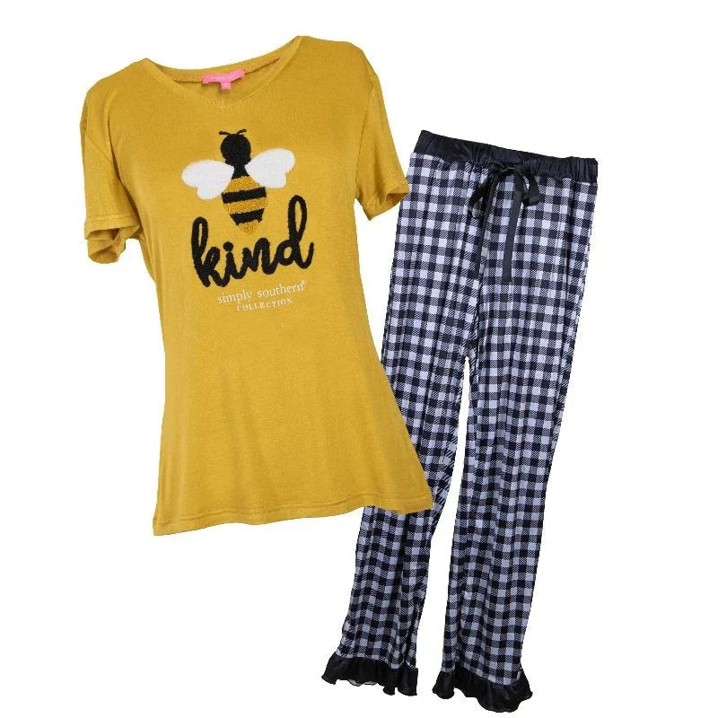 Simply Southern Bee Kind PJ Pants Set - Adult & Kids T-Shirts, Sweatshirts & Hoodies apparel design preview 1