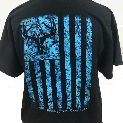 Country Life Outfitters Vintage USA Deer Blue Camo - Adult & Kids T-Shirts, Sweatshirts & Hoodies apparel design preview 2