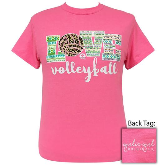 Girlie Girl Originals Preppy Love Volleyball Leopard - Adult & Kids T-Shirts, Sweatshirts & Hoodies apparel design preview 1