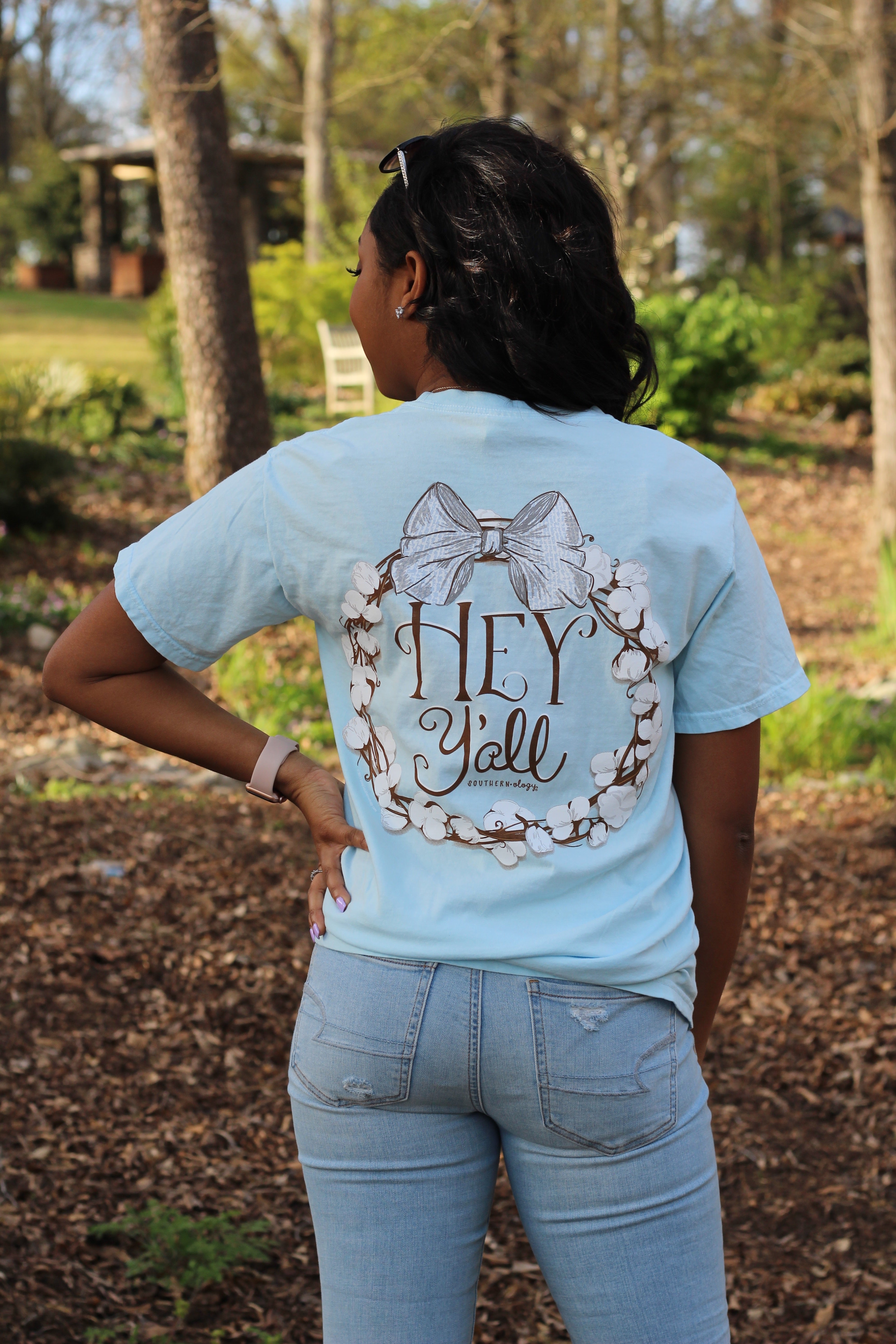 SALE Southernology Preppy Hey Y'all Cotton Chambray - Adult & Kids T-Shirts, Sweatshirts & Hoodies apparel design preview 1