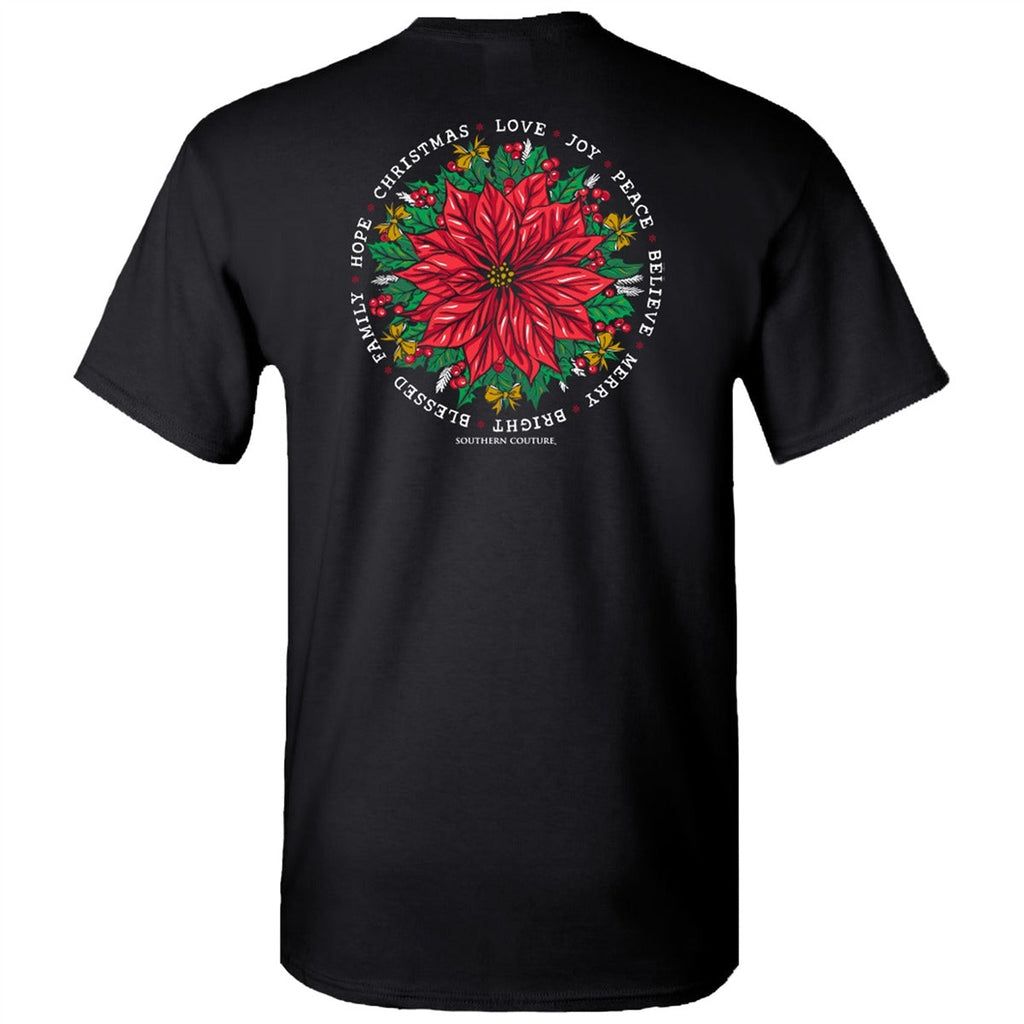 Southern Couture Classic Christmas Poinsettia Holiday - Adult & Kids T-Shirts, Sweatshirts & Hoodies apparel design preview 2