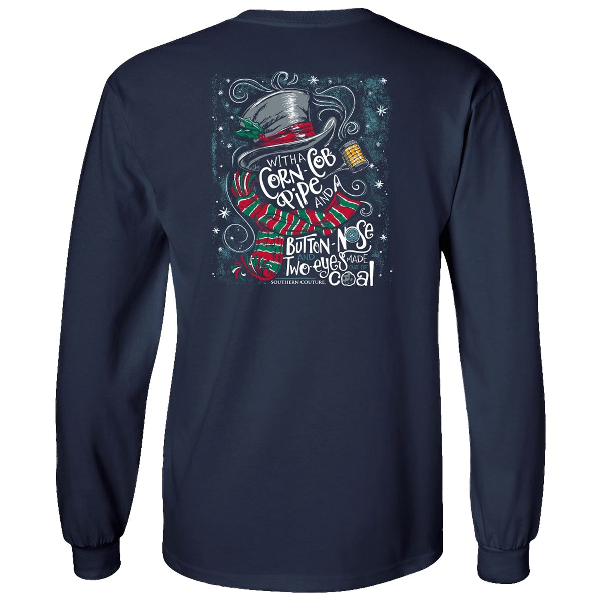 Southern Couture Classic Corn Cobb Pipe Snowman - Adult & Kids T-Shirts, Sweatshirts & Hoodies apparel design preview 2