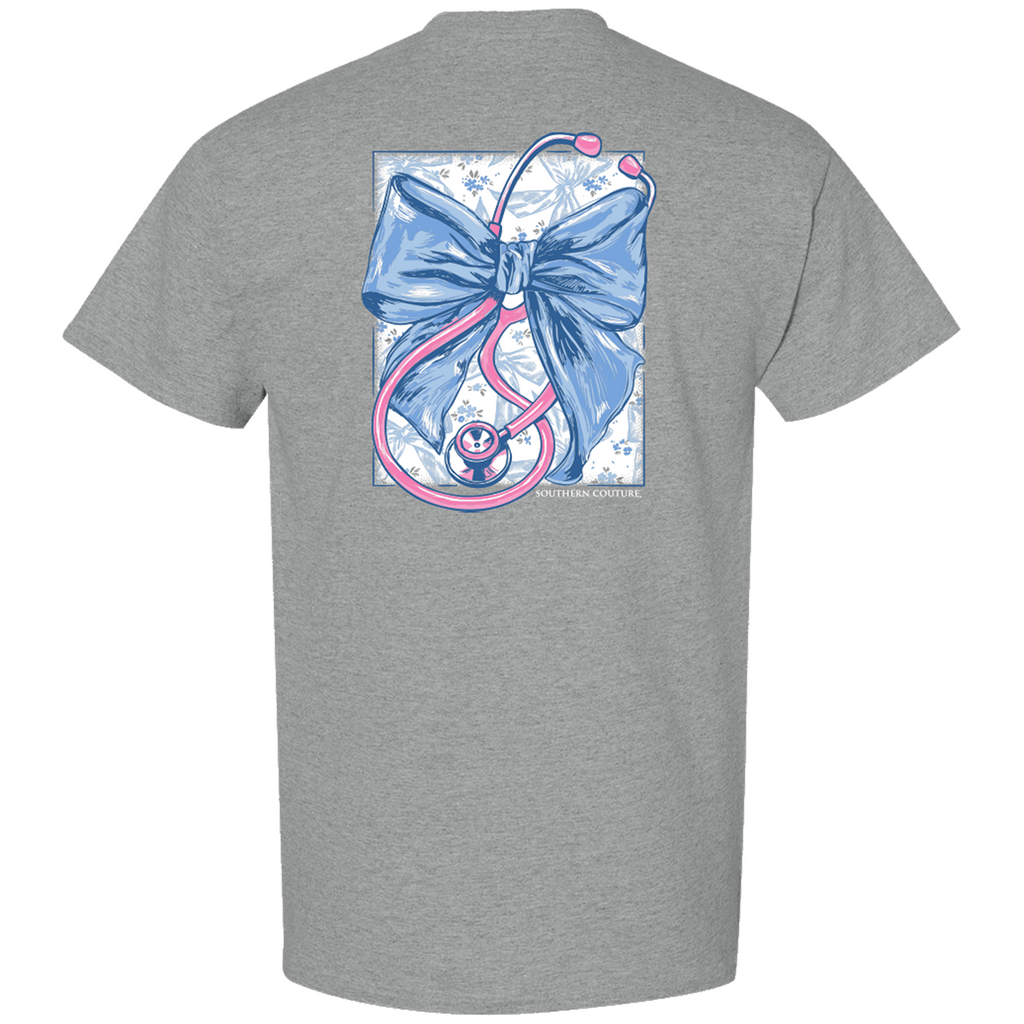 Southern Couture Classic Stethoscope With Bow Nurse - Adult & Kids T-Shirts, Sweatshirts & Hoodies apparel design preview 2
