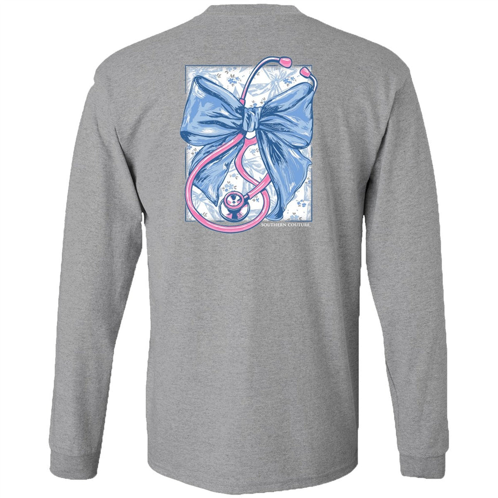 Southern Couture Classic Stethoscope With Bow Nurse - Adult & Kids T-Shirts, Sweatshirts & Hoodies apparel design preview 2