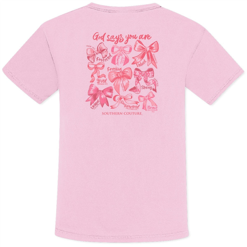 Southern Couture God Says You Are Bows Comfort Colors - Adult & Kids T-Shirts, Sweatshirts & Hoodies apparel design preview 2
