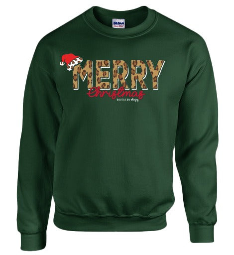Southernology Leopard Merry Christmas Holiday - Adult & Kids T-Shirts, Sweatshirts & Hoodies apparel design preview 2