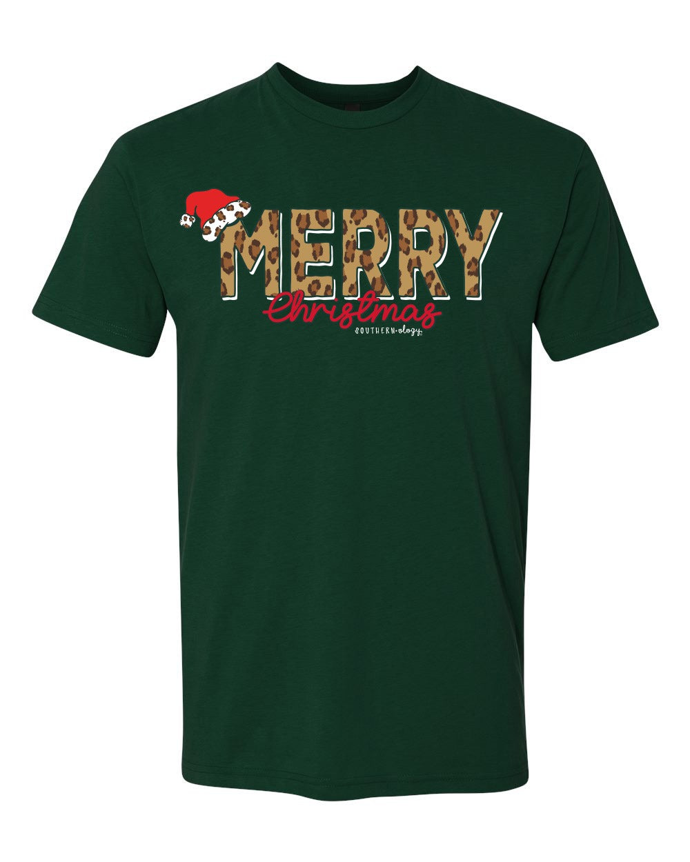 Southernology Leopard Merry Christmas Holiday Canvas - Adult & Kids T-Shirts, Sweatshirts & Hoodies apparel design preview 2