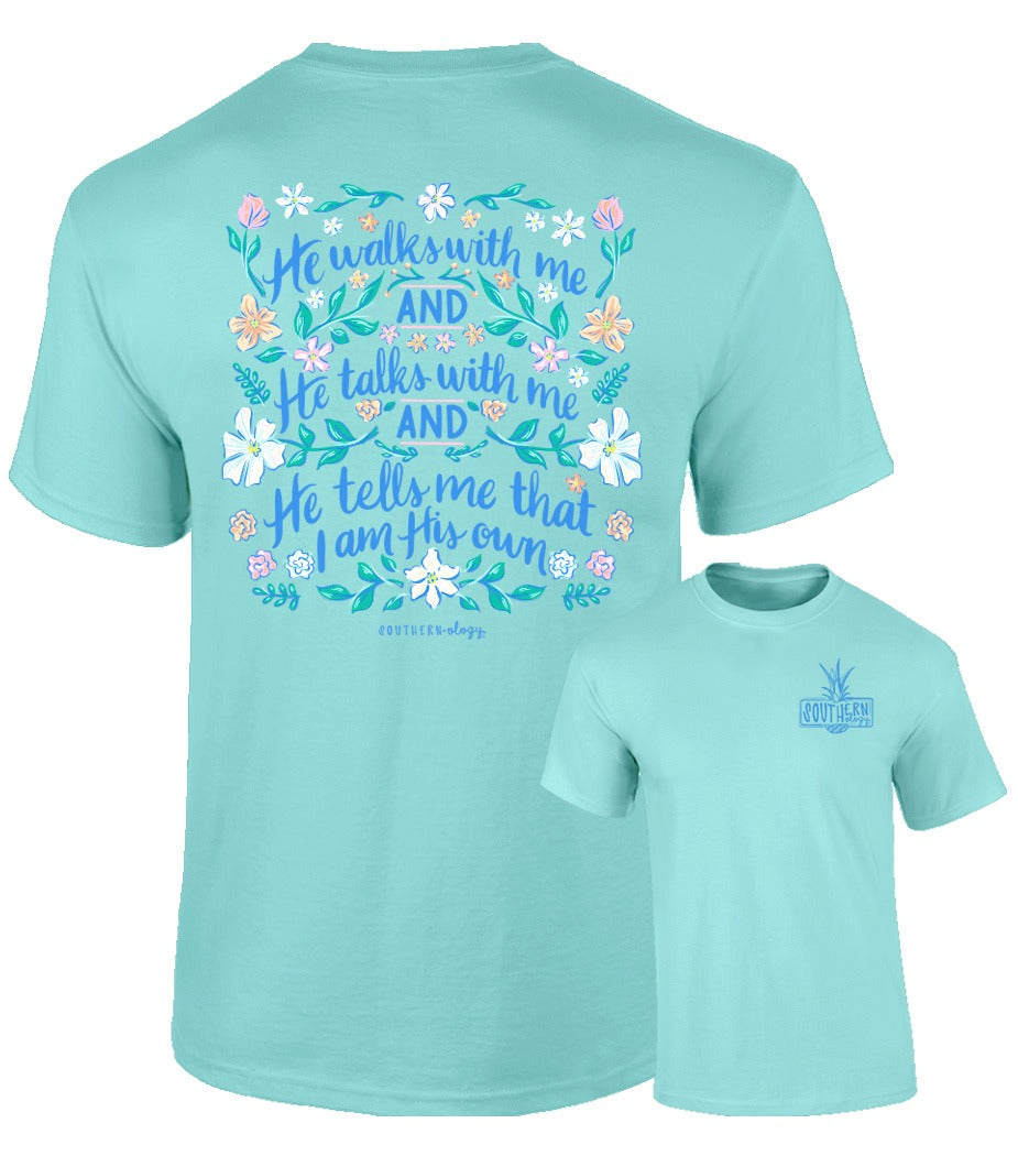 Southernology He Walks with Me Faith Comfort Colors - Adult & Kids T-Shirts, Sweatshirts & Hoodies apparel design preview 2