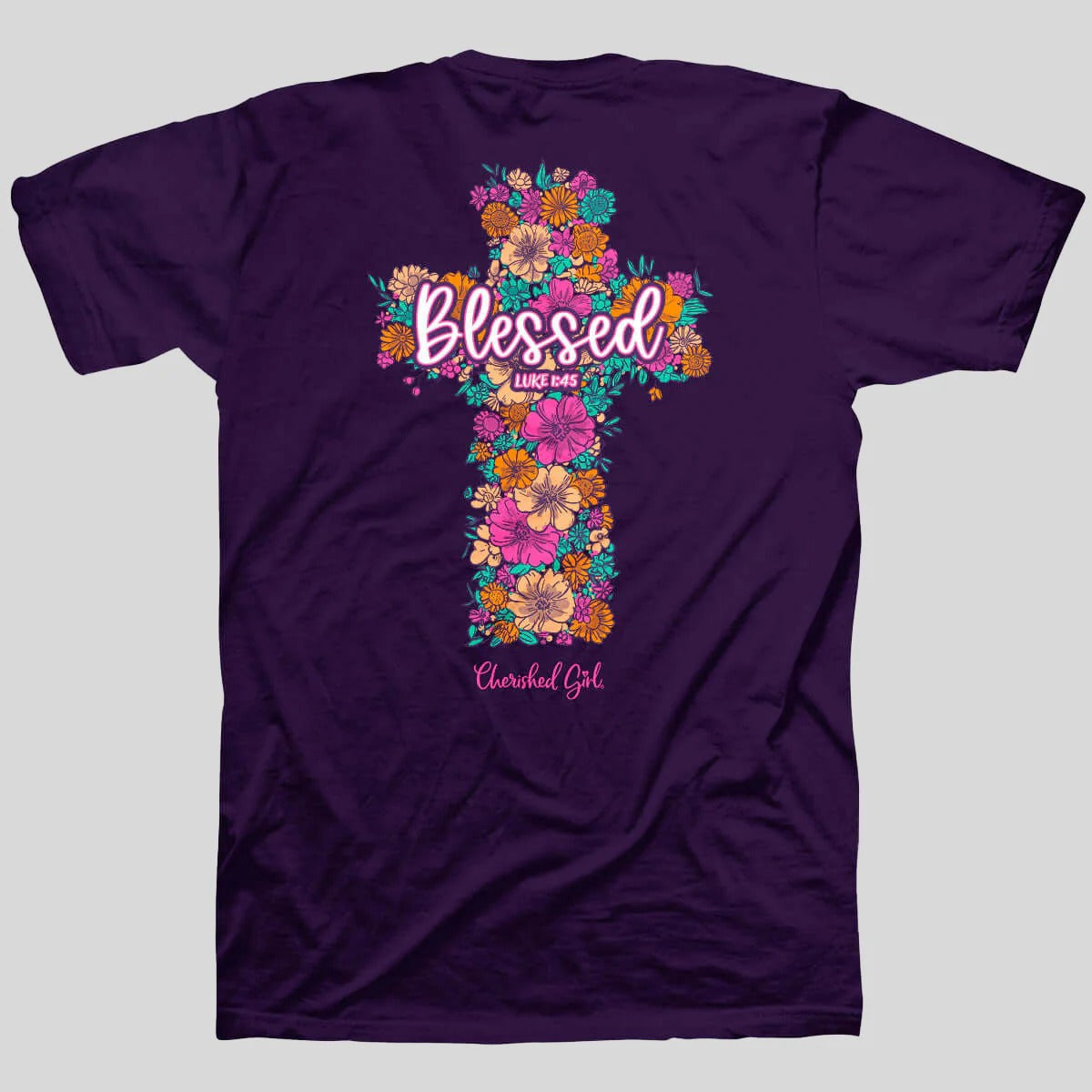 Cherished Girl Floral Cross Faith - Adult & Kids T-Shirts, Sweatshirts & Hoodies apparel design preview 1
