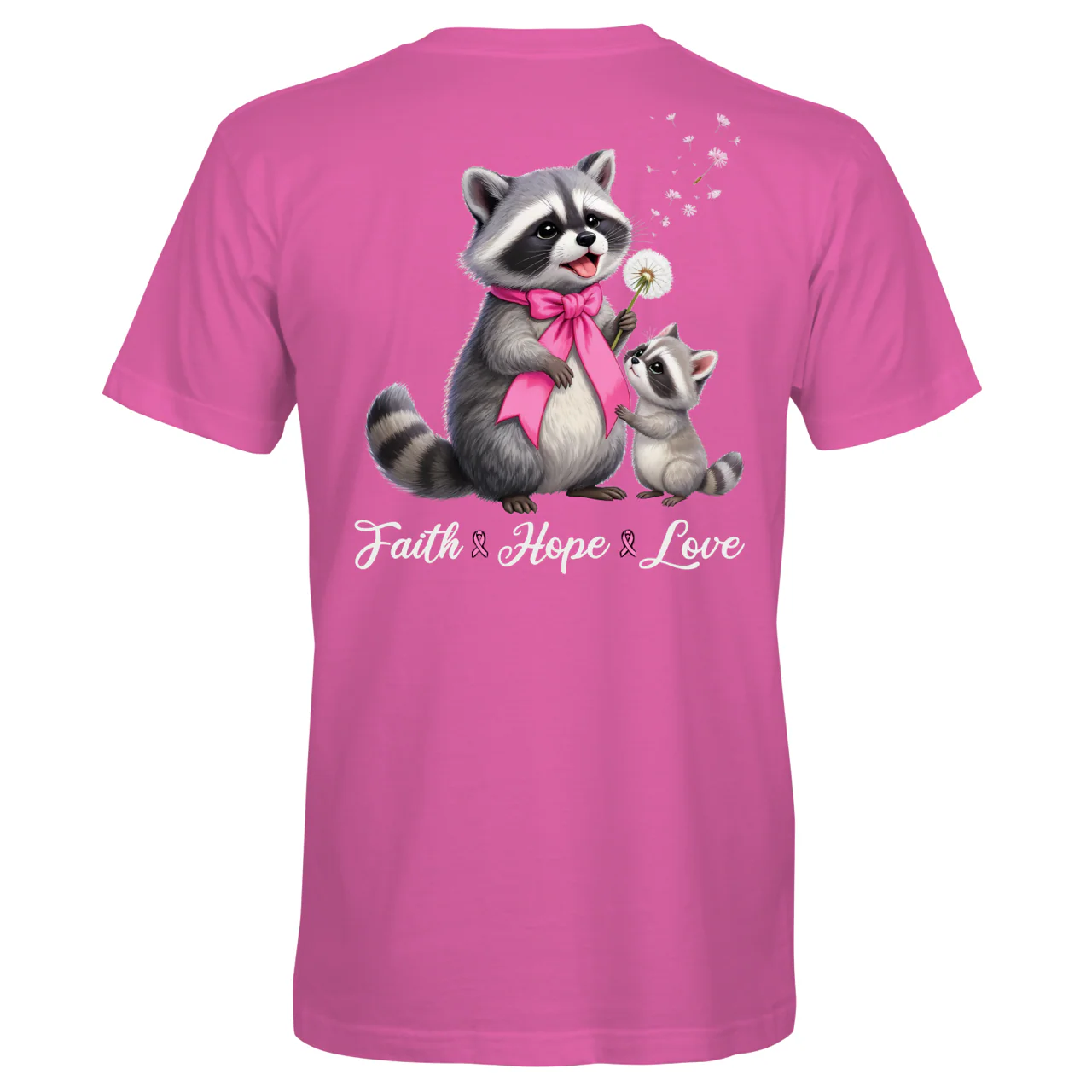 Southern Attitude Breast Cancer Dandelion Raccoons - Adult & Kids T-Shirts, Sweatshirts & Hoodies apparel design preview 1