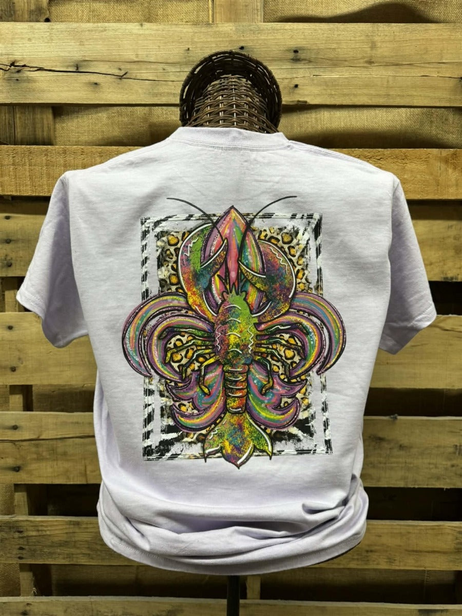 Southern Chics Mardi Gras Fleur De Lis Crawfish - Adult & Kids T-Shirts, Sweatshirts & Hoodies apparel design preview 2