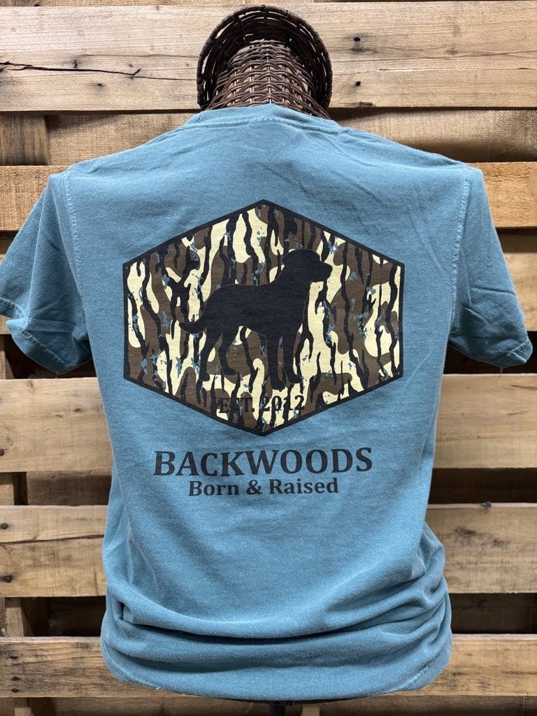 Backwoods Born Raised Camo Dog Comfort Colors - Adult & Kids T-Shirts, Sweatshirts & Hoodies apparel design preview 2
