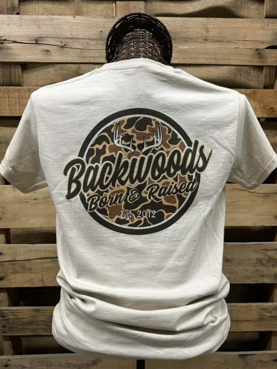 Backwoods Born Raised Camo Logo Comfort Colors - Adult & Kids T-Shirts, Sweatshirts & Hoodies apparel design preview 2