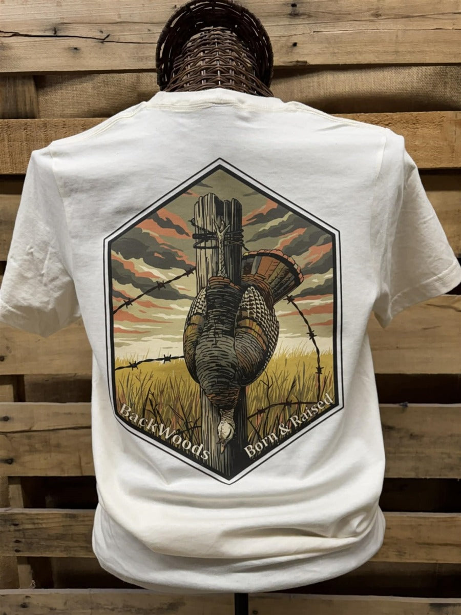 Backwoods Born Raised Turkey Barbwire Unisex Soft - Adult & Kids T-Shirts, Sweatshirts & Hoodies apparel design preview 1