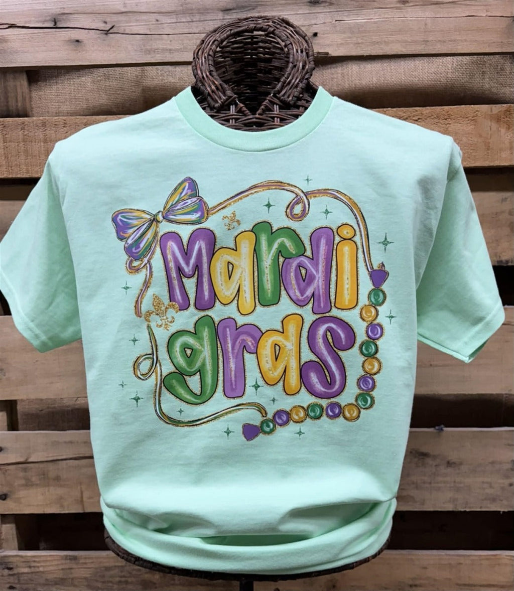 Southern Chics Mardi Gras Bow Beads Canvas - Adult & Kids T-Shirts, Sweatshirts & Hoodies apparel design preview 2