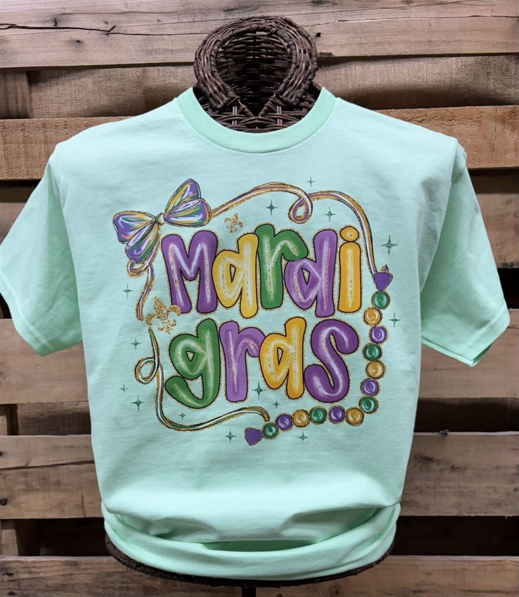 Southern Chics Mardi Gras Bow Beads Canvas - Adult & Kids T-Shirts, Sweatshirts & Hoodies apparel design preview 2
