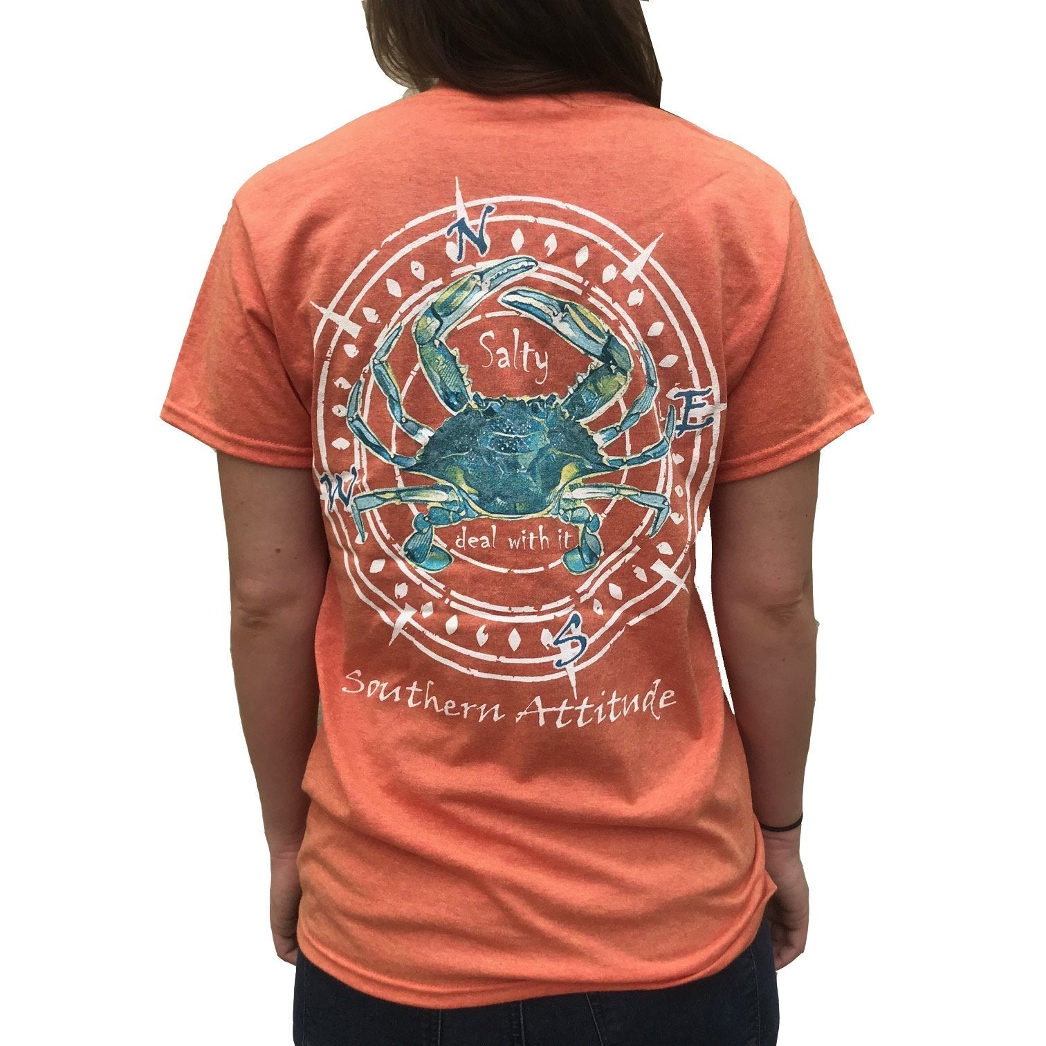 Southern Attitude Crab Compass Sunset - Adult & Kids T-Shirts, Sweatshirts & Hoodies apparel design preview 2