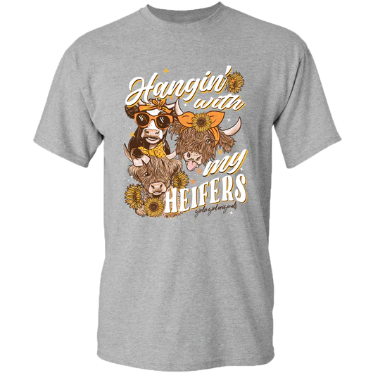 Girlie Girl Originals Hangin With My Heifers Cow - Adult & Kids T-Shirts, Sweatshirts & Hoodies apparel design preview 2