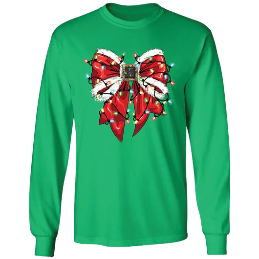 Girlie Girl Originals Santa Bow Holiday - Adult & Kids T-Shirts, Sweatshirts & Hoodies apparel design preview 2