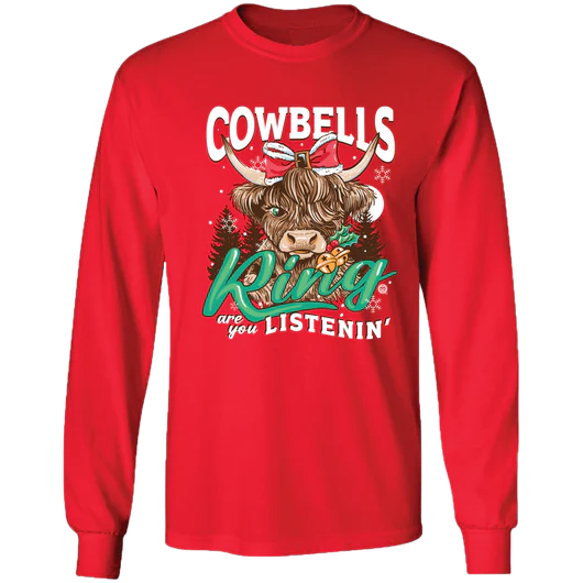 Girlie Girl Originals Cowbells Ring Cow Holiday - Adult & Kids T-Shirts, Sweatshirts & Hoodies apparel design preview 2