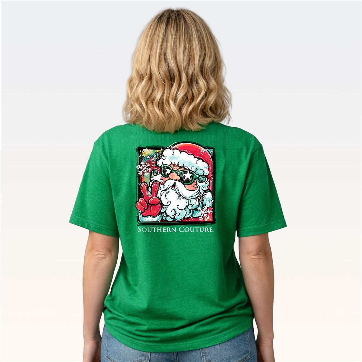 Southern Couture Classic Retro Santa Holiday - Adult & Kids T-Shirts, Sweatshirts & Hoodies apparel design preview 2